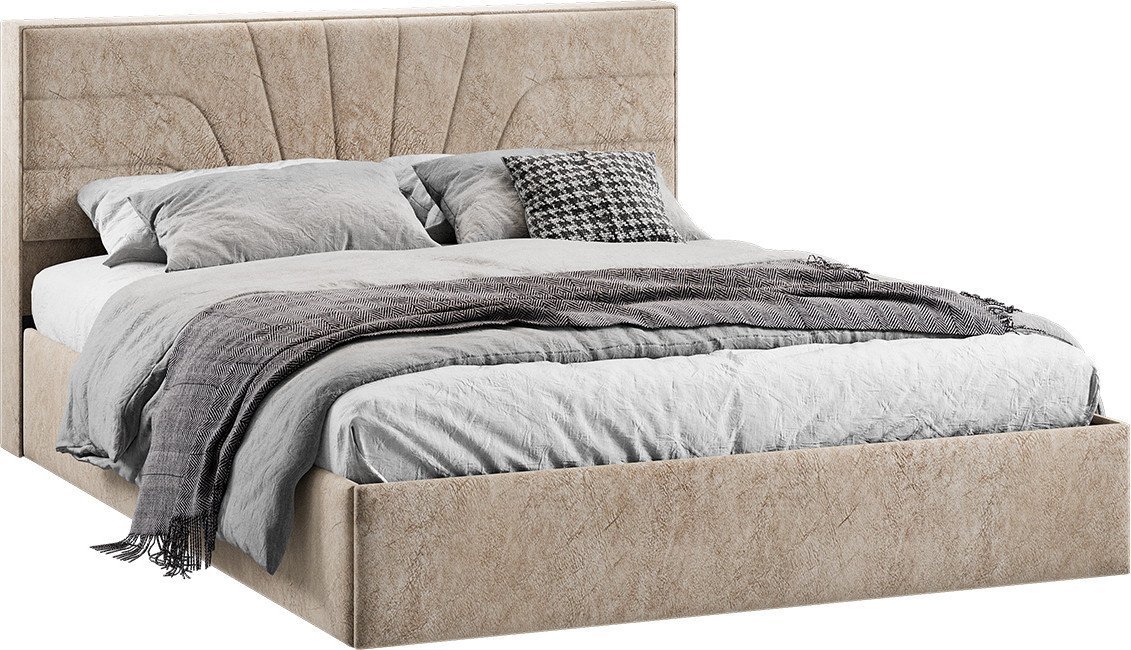 Кровать Трия Пандора с ПМ и заглушиной 160x200 Тип 1 (микровелюр Wellmart Dark Beige)