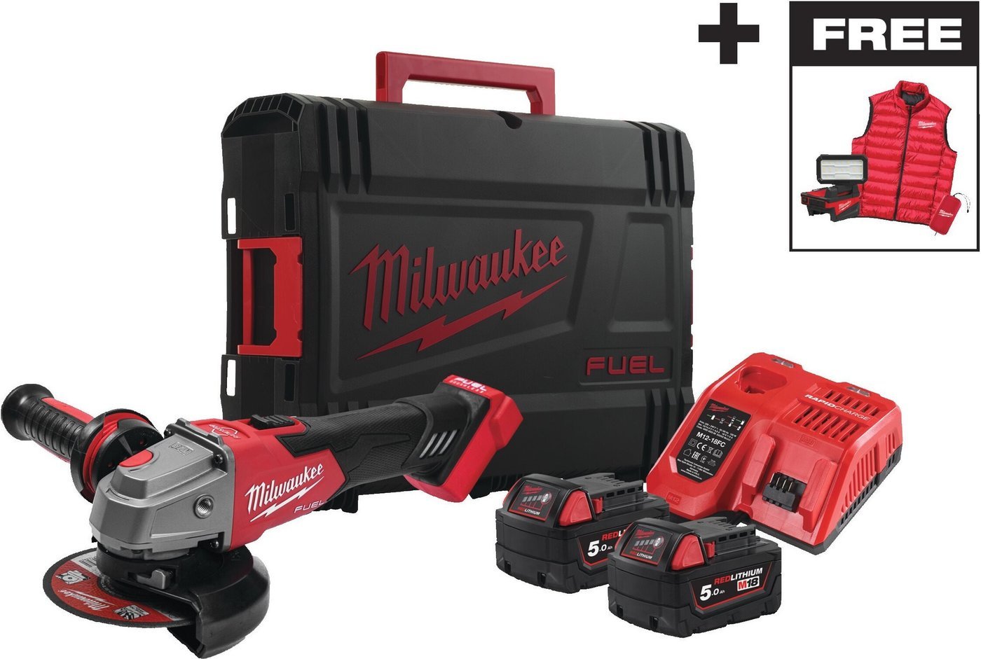 Угловая шлифмашина Milwaukee FSAG125XBMC-502X 4933499453 (с 2-мя АКБ, кейс)