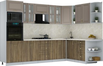 Готовая кухня Интерлиния Мила Шато 1.88x3.0 ВТ PR (луна/дуб вотан/опал светлый)