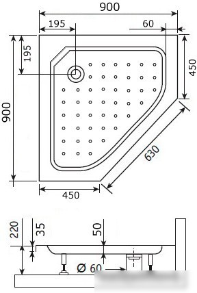 Душевой поддон RGW Style-TR 90x90