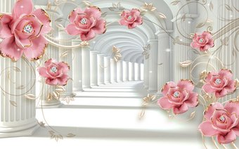 Фотообои Vimala 3D Туннель с цветами 270x400