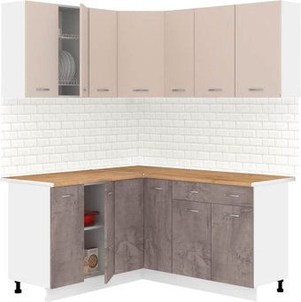 Готовая кухня Кортекс-мебель Корнелия Лира 1.5x1.7 (капучино/оникс/дуб бунратти)