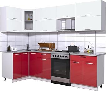 Угловая кухня Интерлиния Мила Gloss 60-12x27 (белый/красный глянец)