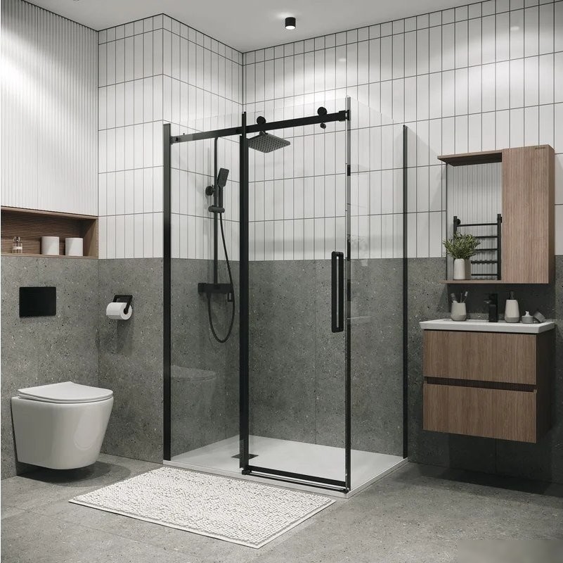 Душевая стенка Grossman Classic 80x195 200.K33.04.80.21.00 (черный матовый/стекло прозрачное)