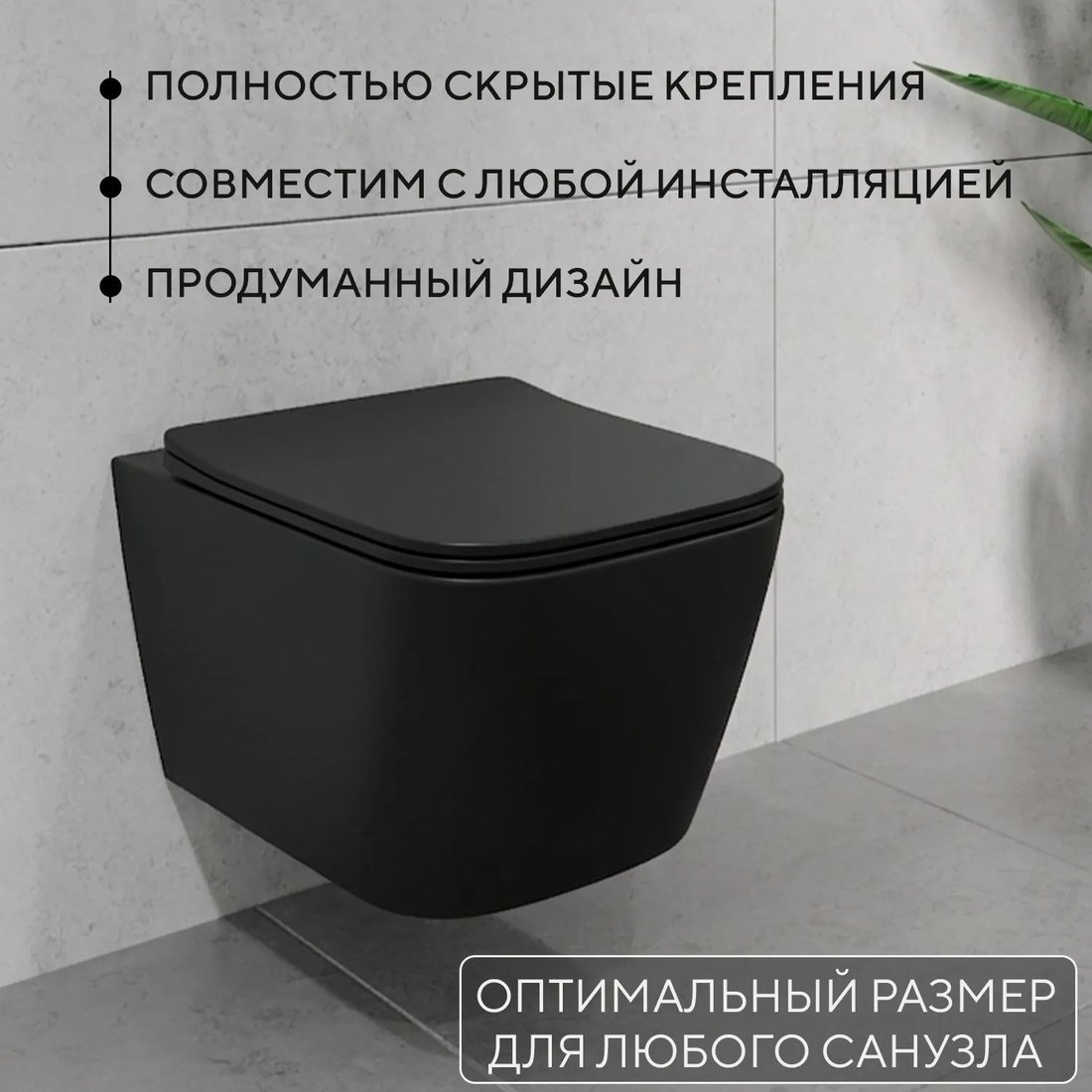 Унитаз подвесной Lauter Magdeburg 21103EC + AM.PM I012703.0251 (черный матовый)