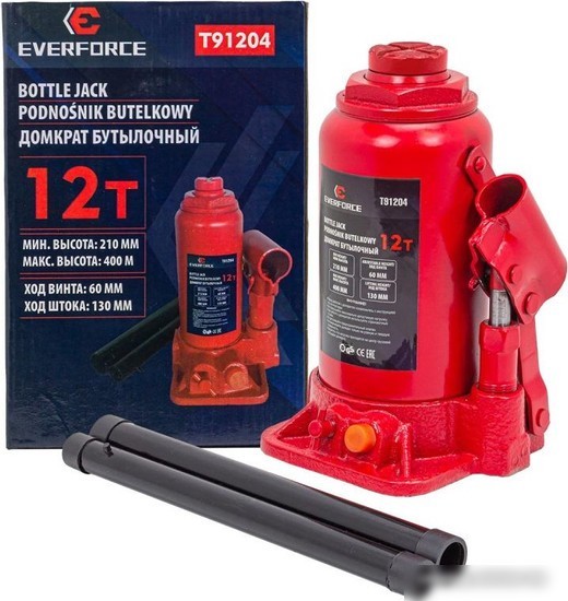 Бутылочный домкрат Everforce EF-T91204 12т