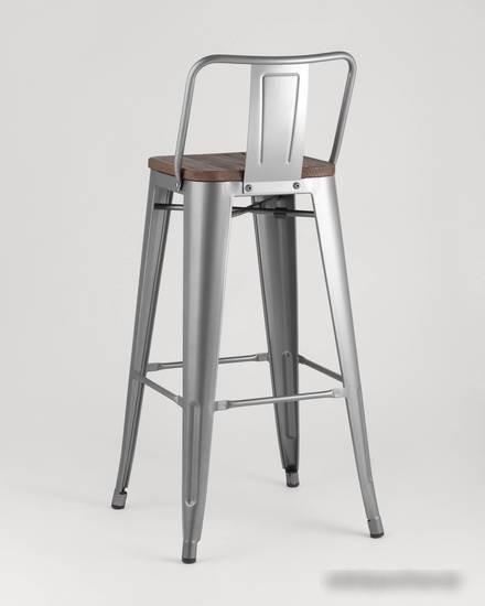Стул Stool Group Tolix со спинкой YD-H765E-W YG-15 (серебристый матовый/темное дерево)