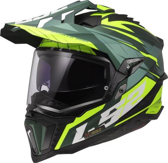 Мотошлем LS2 MX701 Explorer Spire (XL, зеленый/желтый)