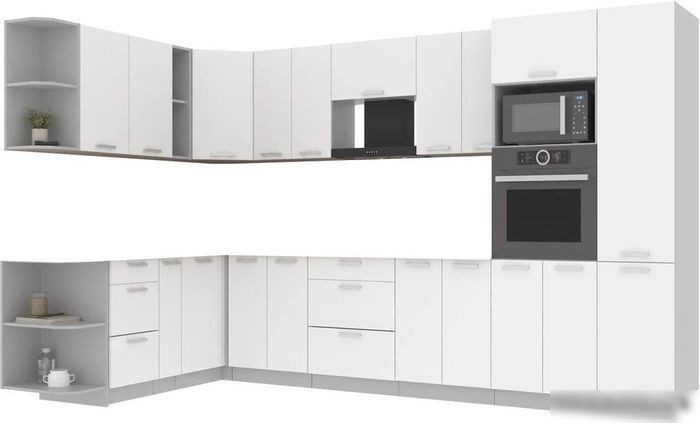 Готовая кухня Интерлиния Мила Лайт 1.88x3.4 левая без столешницы (белый платинум) Готовая кухня Интерлиния Мила Лайт 1.88x3.4 левая без столешницы (белый платинум)