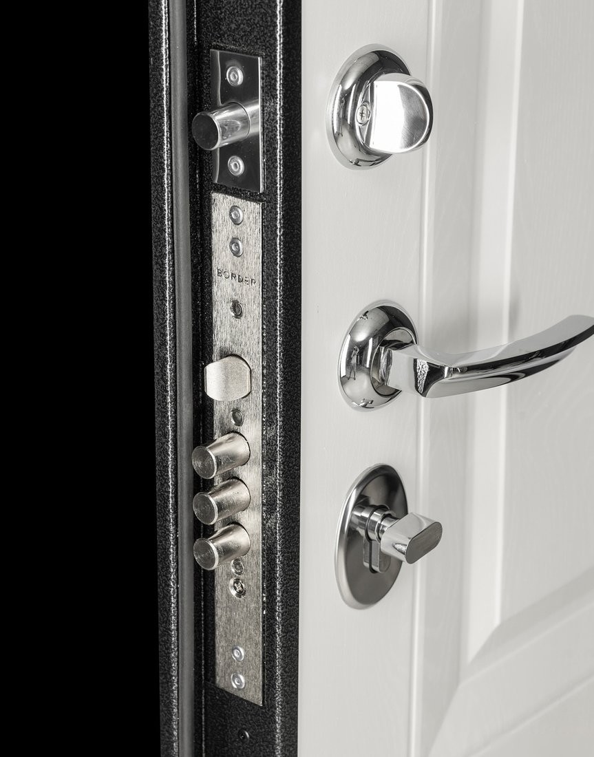 Металлическая дверь Guard Классика MG60 87х205 правая (черное серебро/белый ясень)