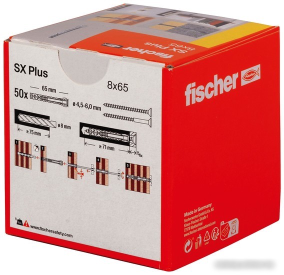 Дюбель универсальный Fischer SX Plus 8X65 568108 (50 шт)