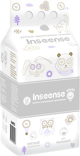 Пеленка одноразовая Inseense 60x90 Ins6912 (12 шт)