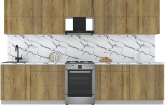 Кухонный модуль Интерлиния Мила Матте 3.3 Б (дуб вотан/дуб вотан/белый гранит)