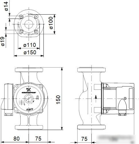 Циркуляционный насос Grundfos UP 40-50 F B 250