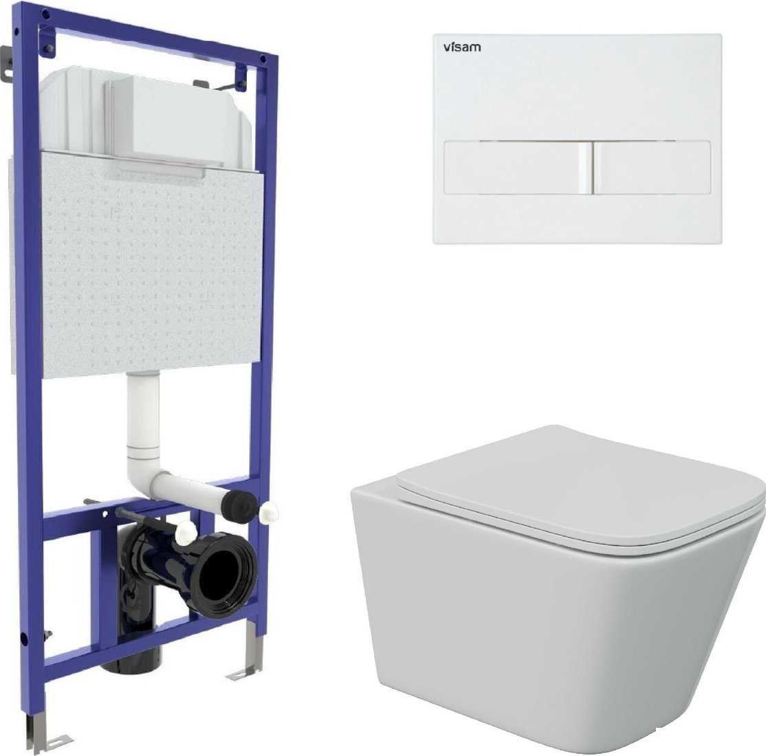 Унитаз подвесной Berges Wasserhaus Floe S Rimless + Visam Slim 525 EX-043244 (с сиденьем)