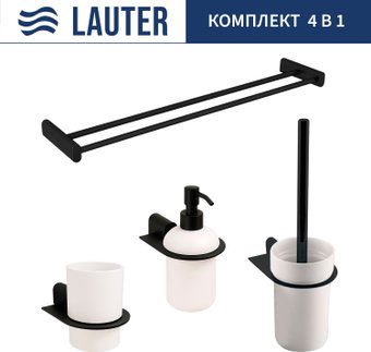 Набор аксессуаров для ванной Lauter 21SH2062 + 21SH42092 + 21SH42022 + 21SH212 (Matt Black, 4 предмета)