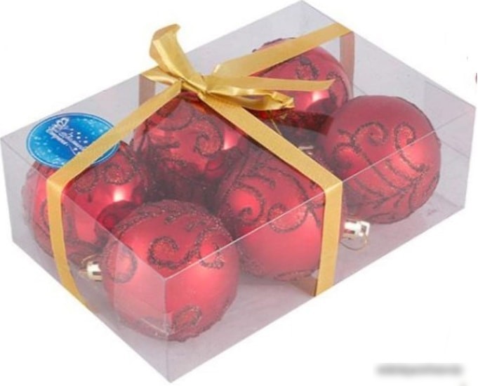 Елочная игрушка Волшебная страна Завитки 007485 (6 шт, красный)