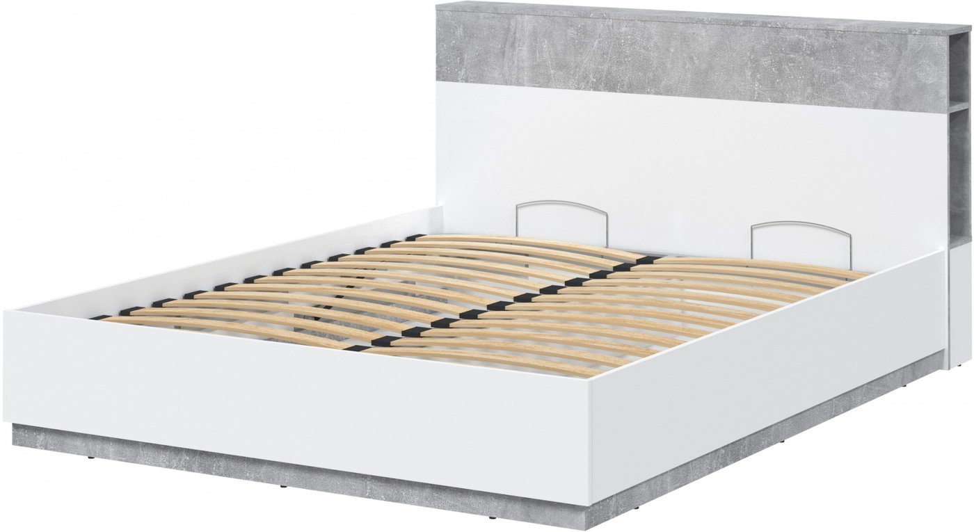 Кровать Интерлиния Quartz QZ-К160 с ПМ (белый платинум/бетон)
