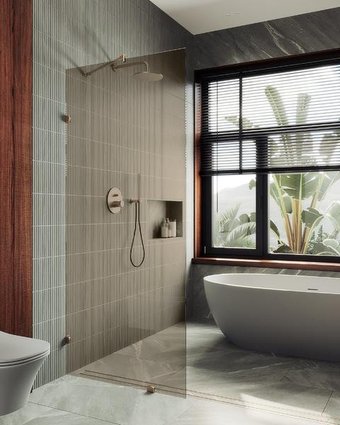 Душевая стенка MaybahGlass 79x195 MGD-262-3 (бронзовое стекло/золото)