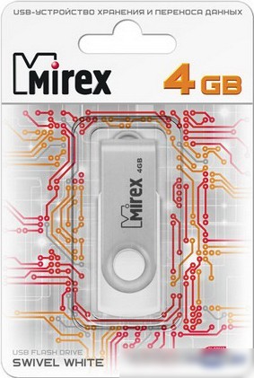 USB Flash Mirex SWIVEL WHITE 4GB (13600-FMUSWT04)