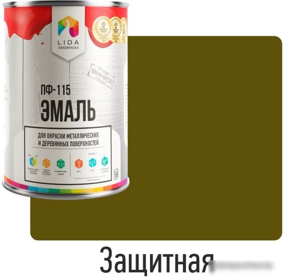 Эмаль LIDA ПФ-115 1 л (защитный)
