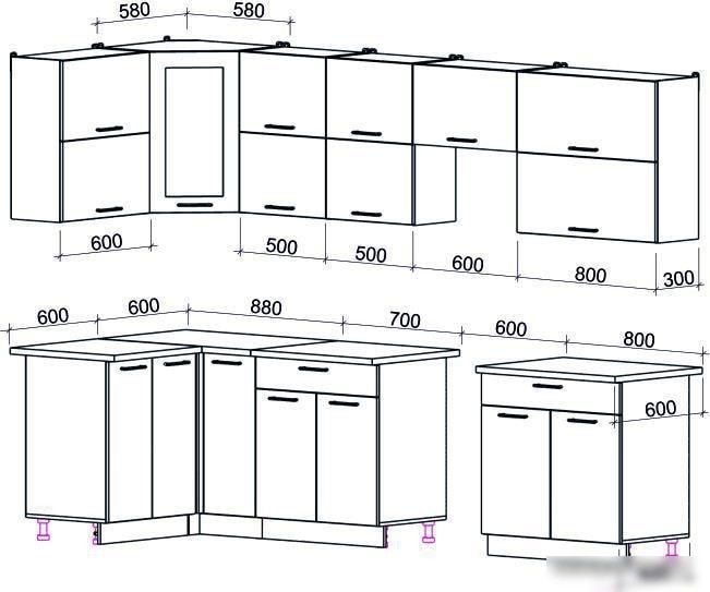 Угловая кухня Интерлиния Мила Gloss 60-12x30 (ваниль/асфальт глянец)