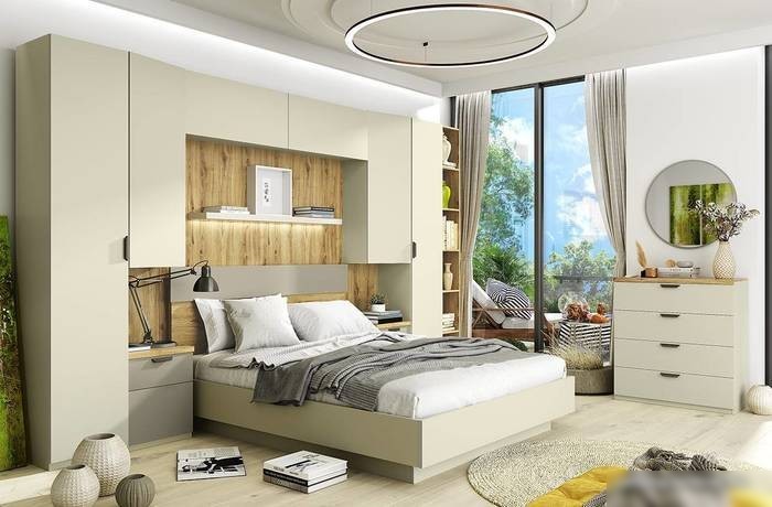 Кровать Anrex Modern 180 с подъемником 707009 180x200 (дуб наварра/персидский жемчуг/ирландский ликер)