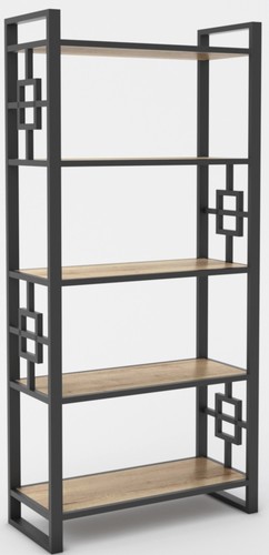 Стеллаж Hype Mebel Квадро 80x200 (черный/древесина белая)
