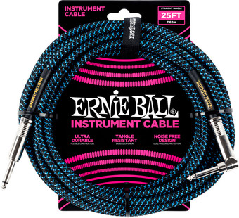 Гитарный кабель Ernie Ball P06060 6.3 мм - 6.3 мм (7.62 м, черный/синий)