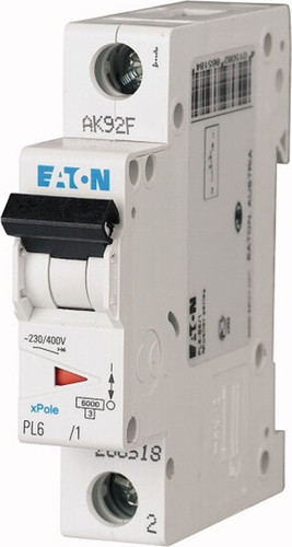 Выключатель автоматический Eaton PL6-B6/1 1P 6A B 6kA 1M 286518