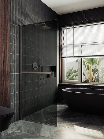 Душевая стенка MaybahGlass 99x195 MGD-1461-2у (графитовое стекло/бронза)