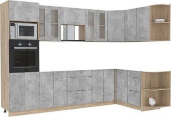 Готовая кухня Интерлиния Мила 1.68x3.0 правая без столешницы (бетон/бетон)