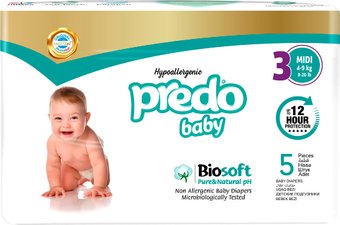 Подгузники Predo Baby №3 4-9 кг BIO-103 (5 шт)