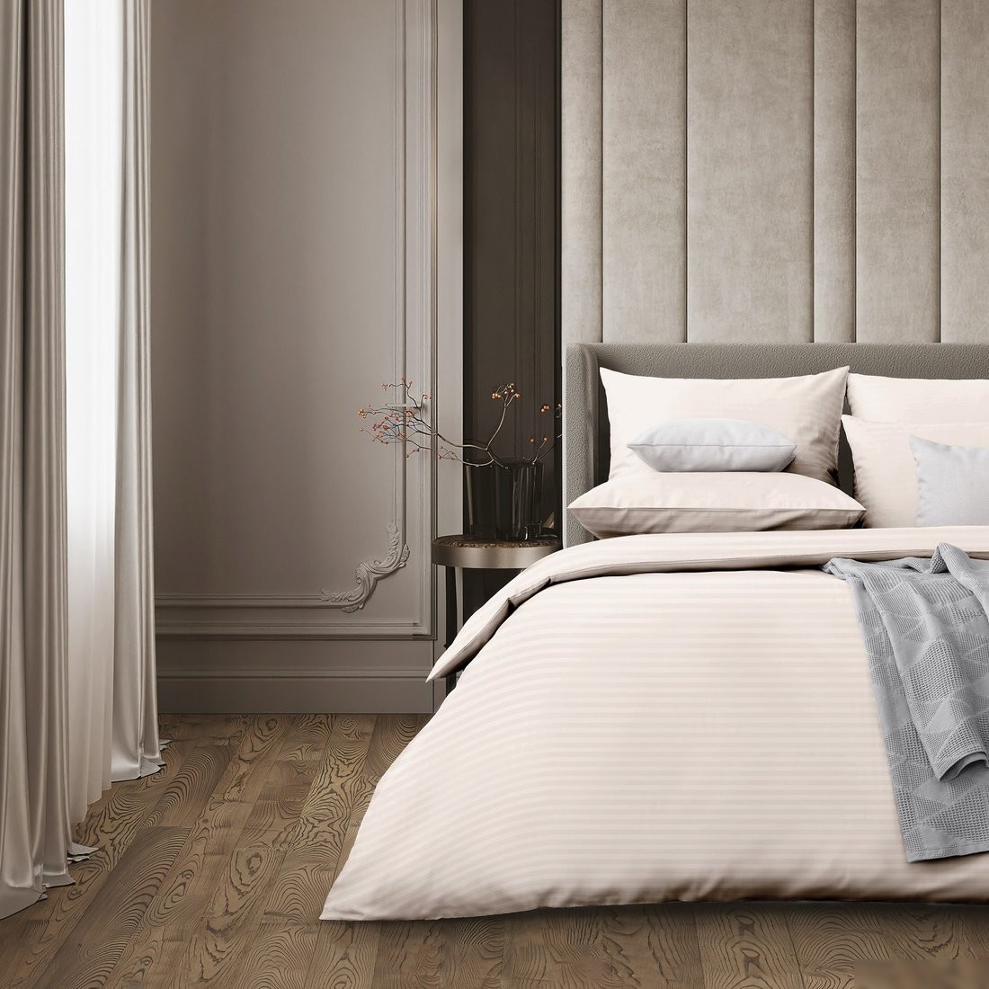 Постельное белье Нордтекс Verossa Stripe на резинке 160x200x30 925740 (Antique White)