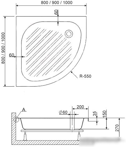 Душевой поддон RGW BP/CL-S 90x90