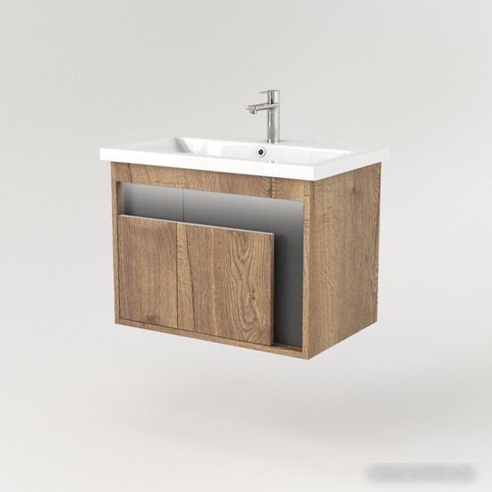 Дабер Тумба под умывальник 016 WeltWasser Deilbach 7517-70 Т16.7W.0.22_light (с подсветкой, дуб галифакс/серый)
