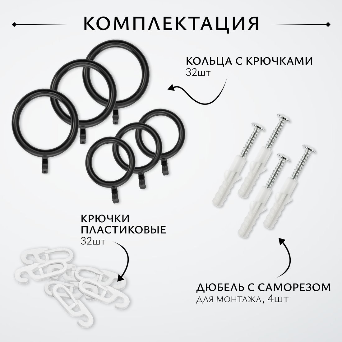Карниз для штор Sundays Home Волна Имидж 25мм+19мм двухрядный (черный матовый, 2м)