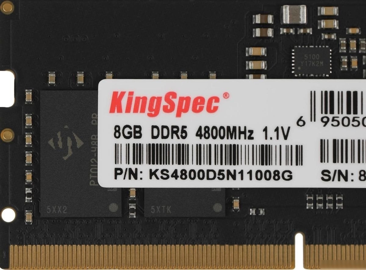 Оперативная память KingSpec 8ГБ DDR5 SODIMM 4800 МГц KS4800D5N11008G