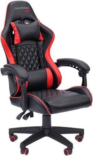Игровое (геймерское) кресло CHAIRMAN CH28 (экокожа, черный/красный)