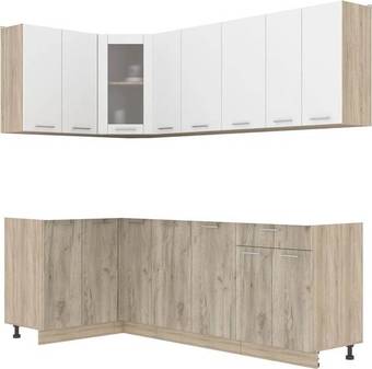 Готовая кухня Интерлиния Мила 12x23 без столешницы (белый платинум/дуб серый)