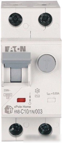 Дифференциальный автомат Eaton HNB-C101N003 1P+N 10А С 6кА 30мА АС 2М 195125