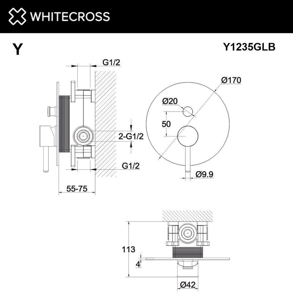 Смеситель Whitecross Y Y1235GLB (брашированное золото)