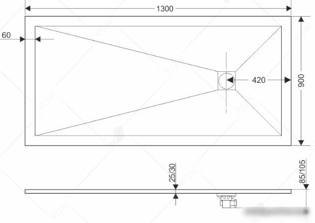 Душевой поддон RGW ST-0139W 130х90