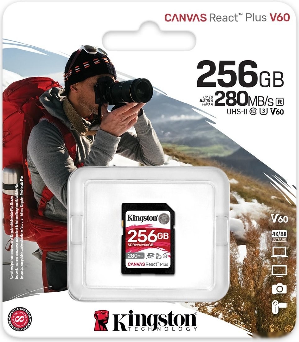 Карта памяти Kingston Canvas React Plus V60 SDXC 256GB