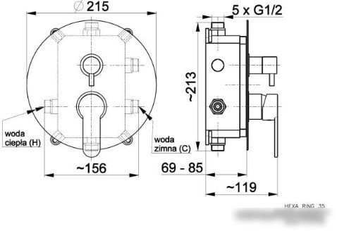 Смеситель Armatura Hexa Ring 35 3529-410-00