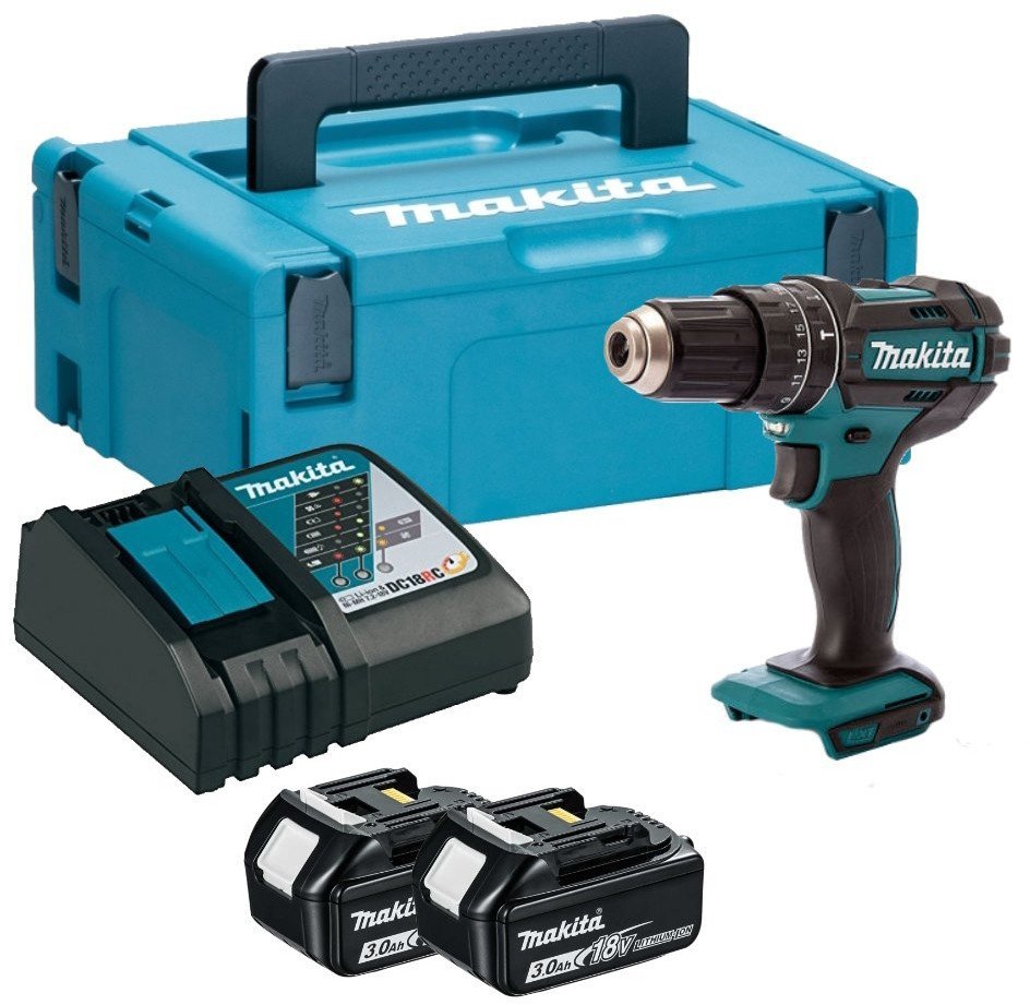 Ударная дрель-шуруповерт Makita DHP482RFJ (с 2-мя АКБ, кейс)