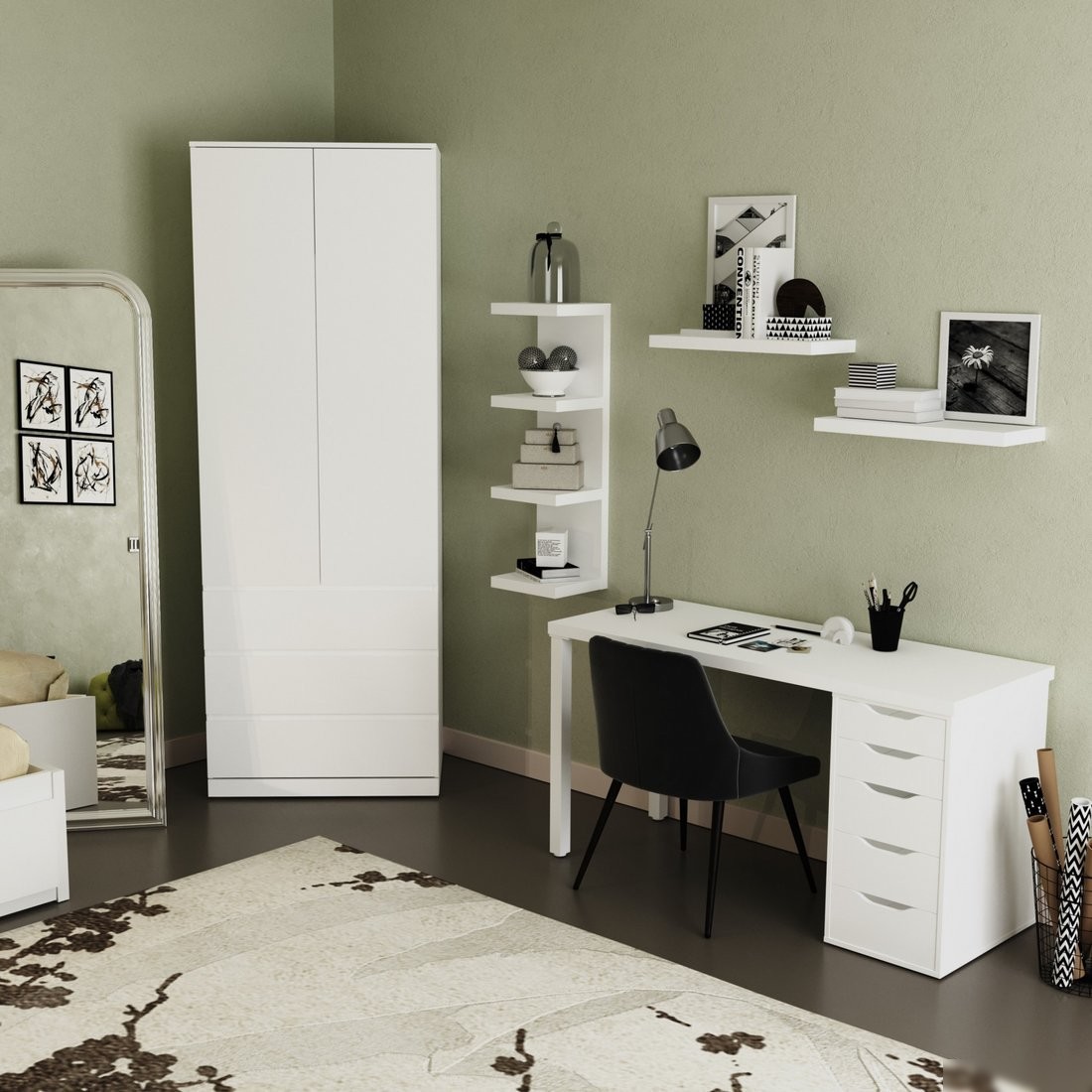 Шкаф распашной Mebelain Варма Stor 80 (белый)