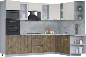 Готовая кухня Интерлиния Мила 1.88x2.8 правая (персидский жемчуг/дуб веллингтон/серый каспий)