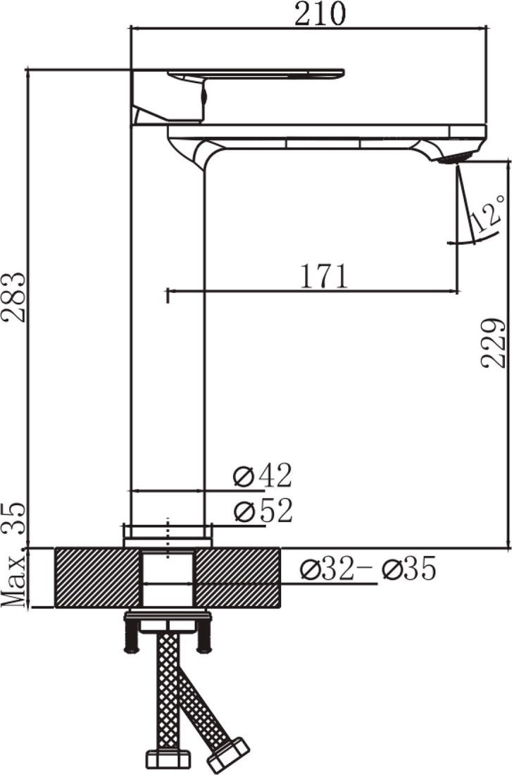 Умывальник Lauter 21493A + Moon 21СК8691BS с сифоном 21635B (черный матовый)
