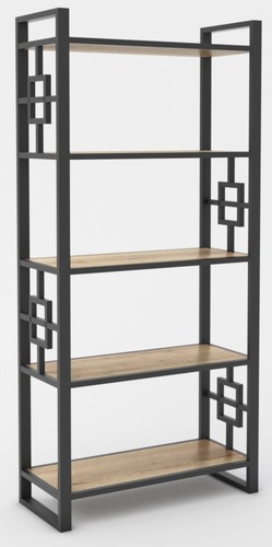 Стеллаж Hype Mebel Квадро 50x200 (черный/древесина белая)